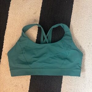 Lululemon Emerald Green Strappy Back Sports Bra Size 14